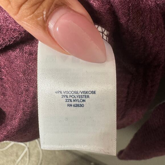 Lands’ End Women’s Large Burgundy Mock Neck Sweater Long Sleeve Pullover - Picture 3 of 7